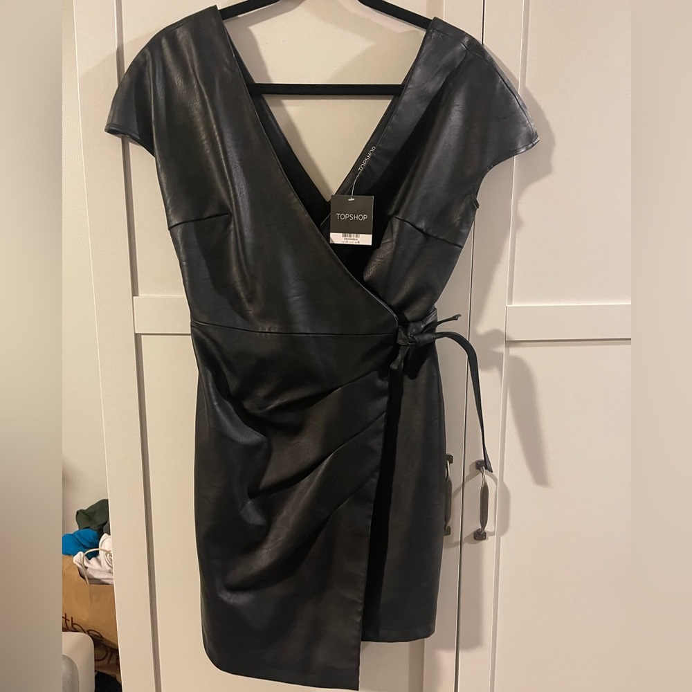 Top shop faux leather dress size 2